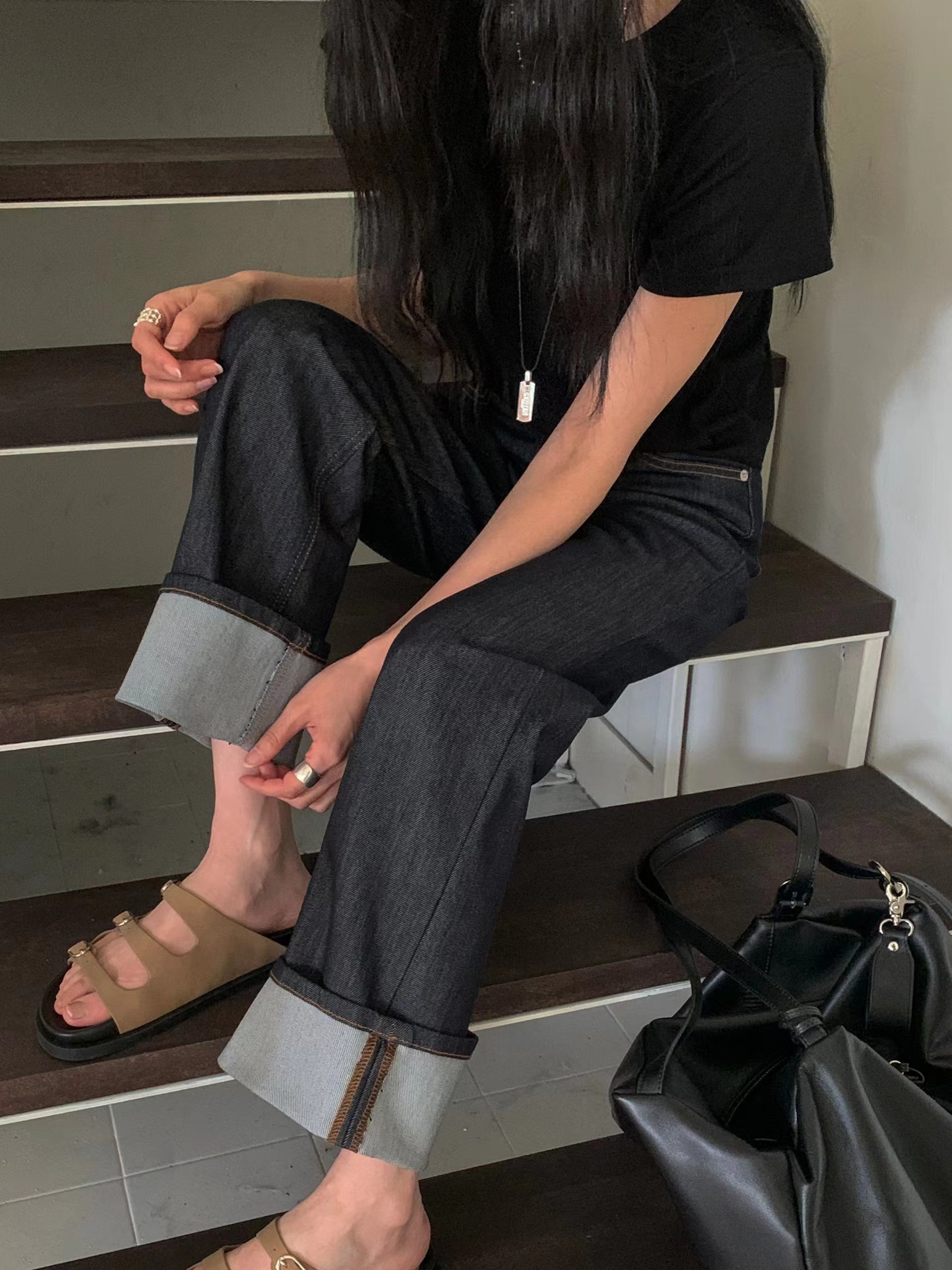 PI2韓國東大門直郵女裝新款職業26春夏時尚牛仔褲不含腰帶Pi2牛仔褲