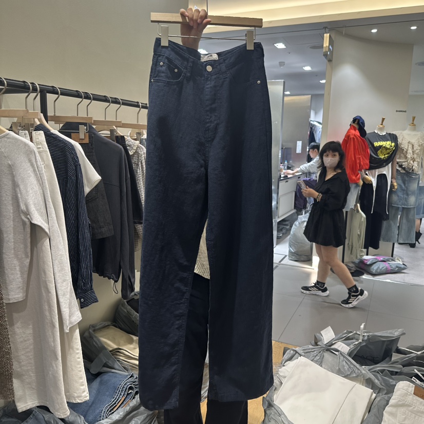 GILLI韓國東大門代購女裝新品人氣26春夏職業休閑褲亞麻布GILLI休閑褲圖色2深藍色