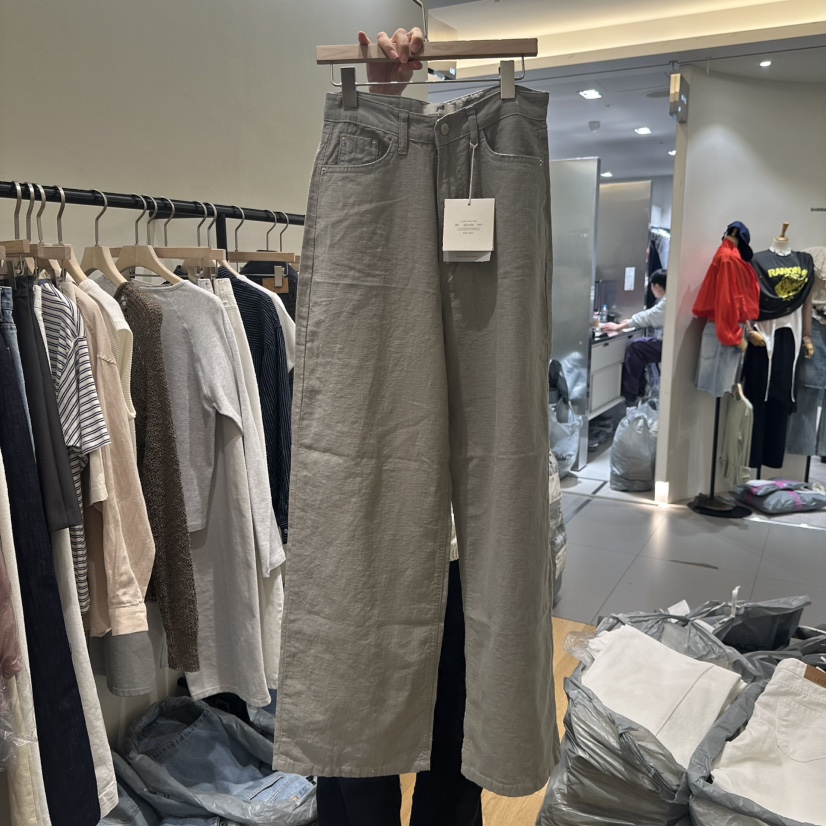 GILLI韓國東大門代購女裝新品人氣26春夏職業休閑褲亞麻布GILLI休閑褲圖色4卡其綠