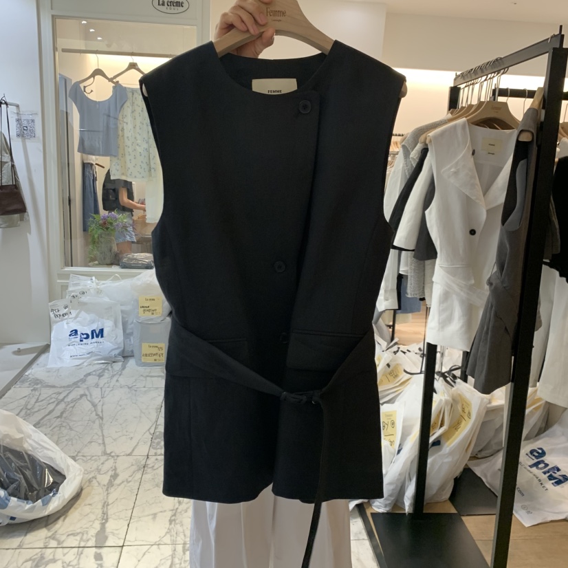 LA MAGIE FEMME韓國東大門代購女裝新款時尚馬甲含腰帶Lamagie Femme馬甲圖色3