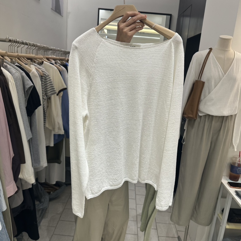 REGULARLY/PLACOR韓國東大門代購女士新品時尚針織衫船領亞麻REGULARLY/PLACOR針織衫圖色1白色