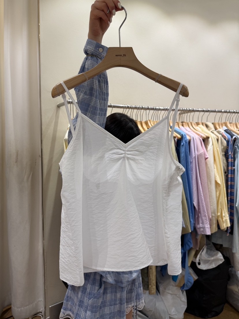 AUVERFIT韓國代購女裝新品推薦熱賣職業吊帶背心歐根紗褶裥AUVERFIT吊帶/背心圖色2