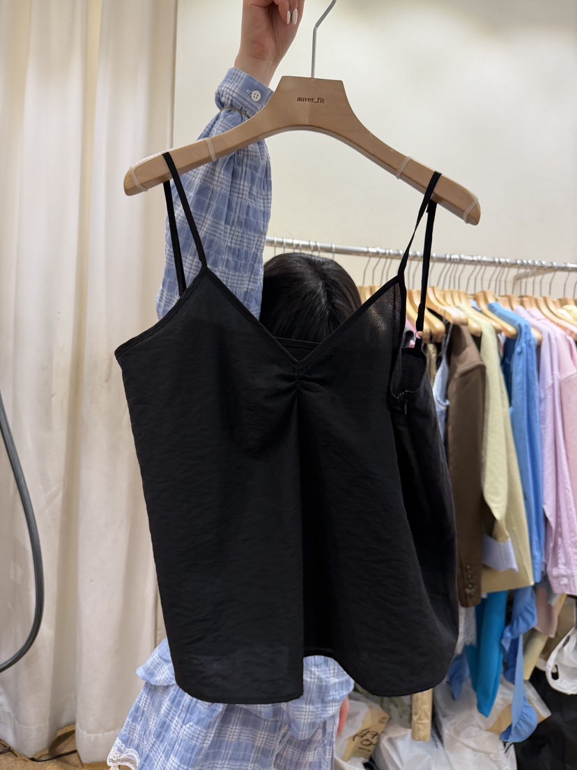 AUVERFIT韓國代購女裝新品推薦熱賣職業吊帶背心歐根紗褶裥AUVERFIT吊帶/背心圖色3