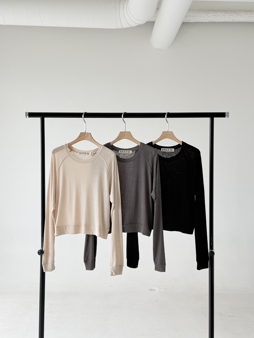 SANTAL韓國直郵實拍女裝新款熱賣休閑推薦時尚長袖T恤亞麻SANTAL長袖T恤