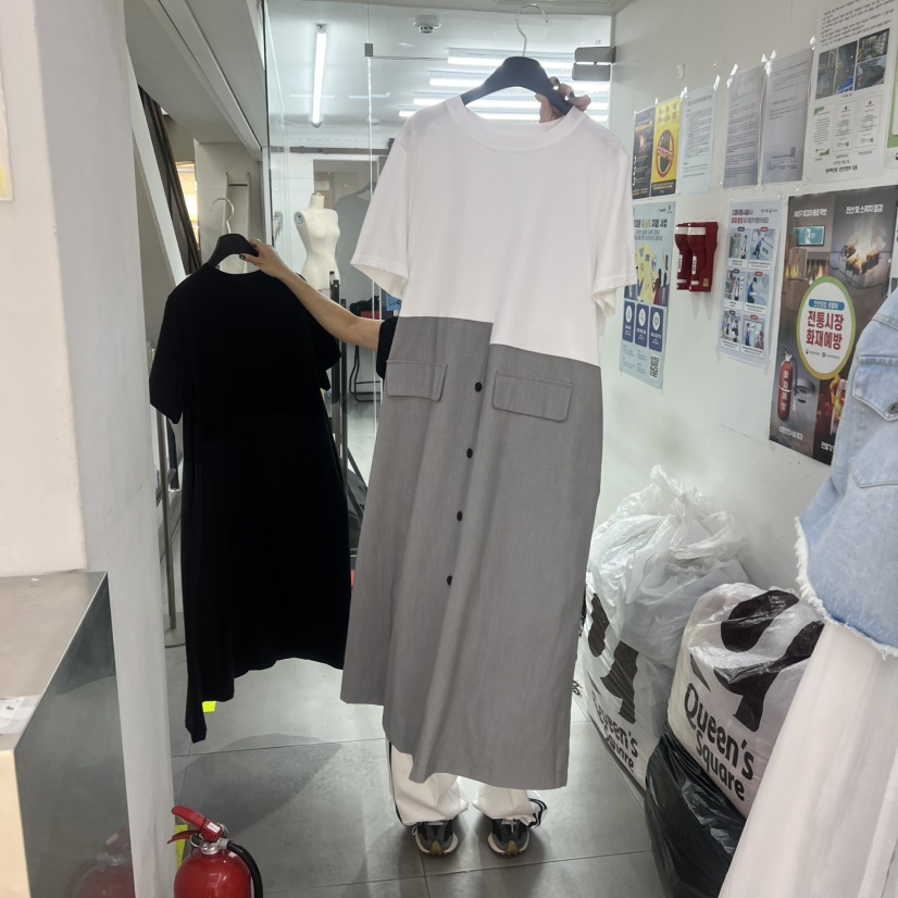 空韓國東大門直郵女裝新款休閑職業26春夏人氣連衣裙撞色BAKHA連衣裙圖色2