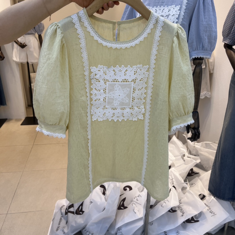 2nd B-S韓國直郵女士新品26春夏時尚休閑襯衫蕾絲衫刺繡2nd B-S襯衫/蕾絲衫圖色2