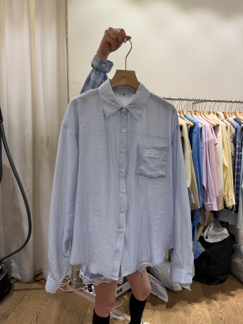 AUVERFIT韓國東大門代購女士新款時尚休閑人氣襯衫蕾絲衫AUVERFIT襯衫/蕾絲衫圖色3