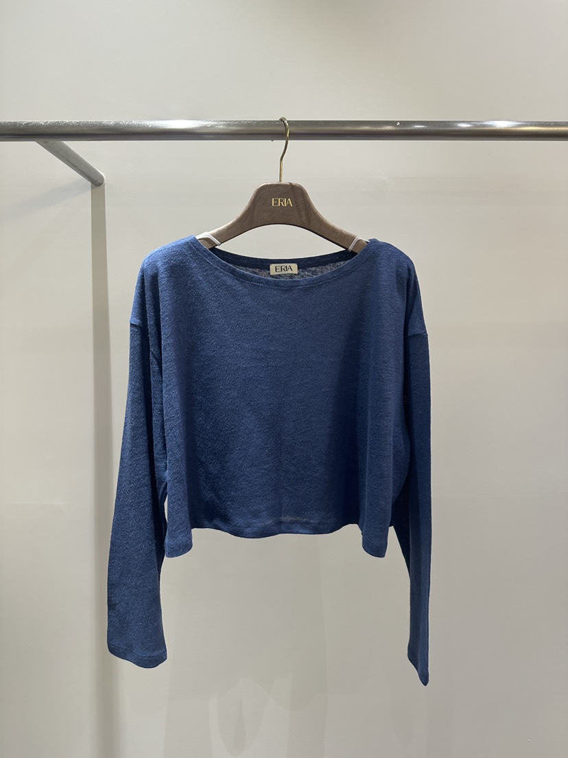 HUE/ERIA韓國直郵實拍女士新款熱賣休閑長袖T恤短款亞麻HUE/ERIA長袖T恤圖色2