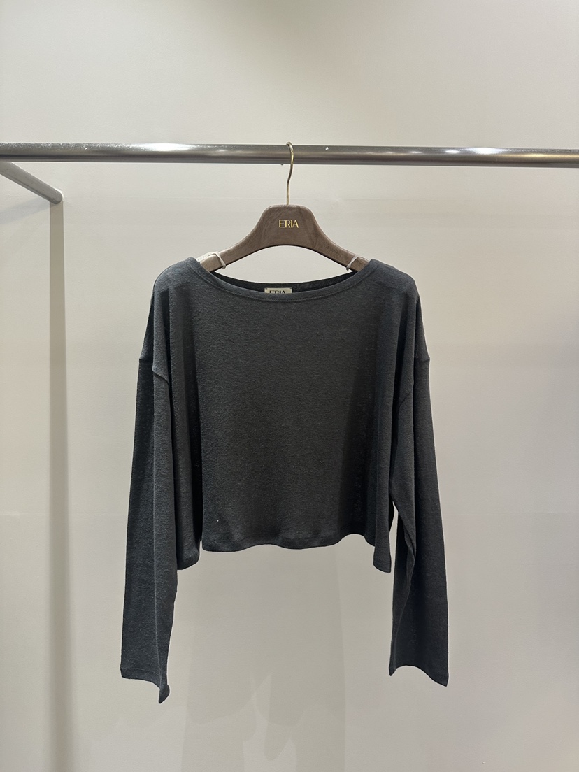 HUE/ERIA韓國直郵實拍女士新款熱賣休閑長袖T恤短款亞麻HUE/ERIA長袖T恤圖色3