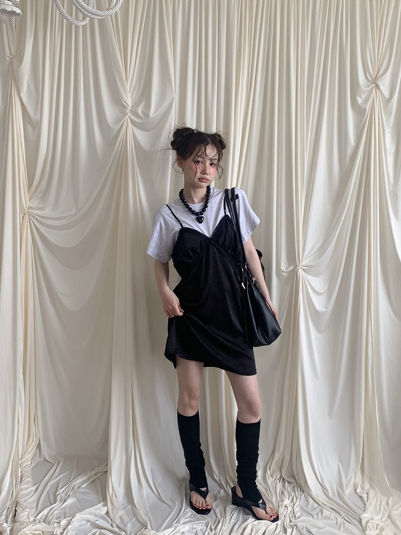 JKICHI韓國東大門代購女裝新品人氣休閑熱賣連衣裙假兩件JKICHI連衣裙