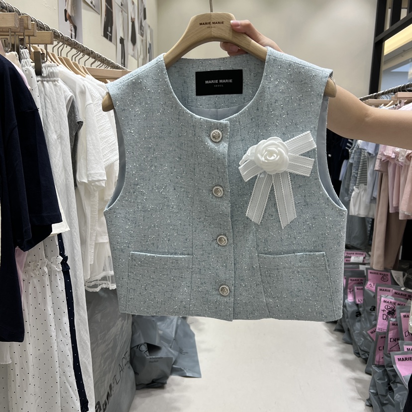 MARIE MARIE韓國東大門直郵女士新品26春夏熱賣馬甲含胸花MARIE MARIE馬甲圖色2
