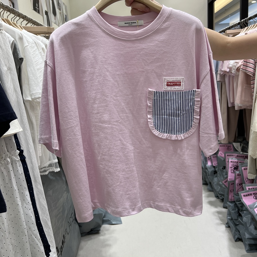 MARIE MARIE韓國東大門直郵女裝新款推薦職業T恤口袋條紋MARIE MARIET恤圖色1