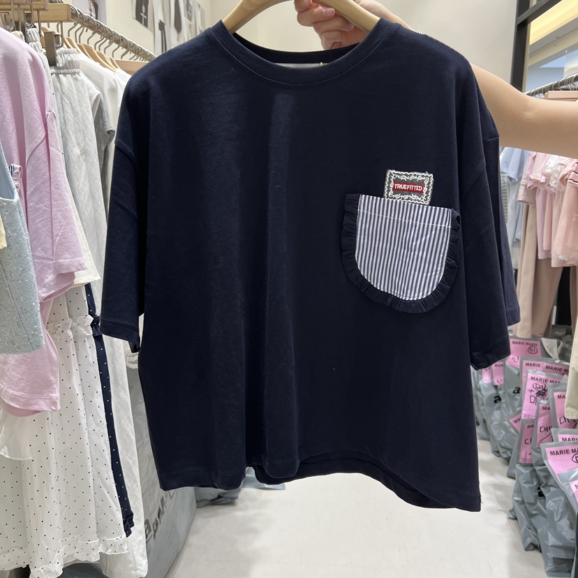 MARIE MARIE韓國東大門直郵女裝新款推薦職業T恤口袋條紋MARIE MARIET恤圖色3