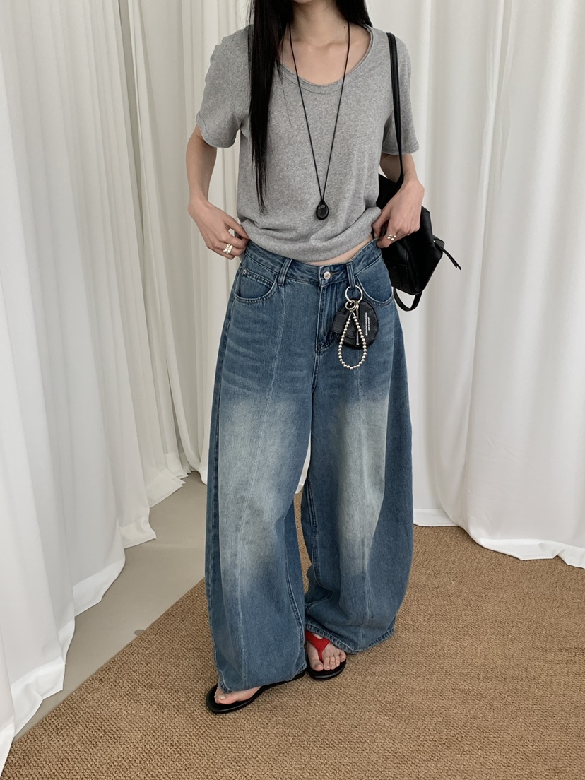 RIVER RAIN韓國直郵實拍女士新品熱賣時尚26春夏推薦牛仔褲RIVER RAIN牛仔褲