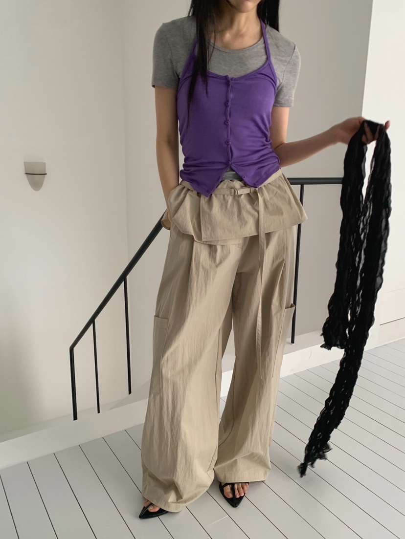 JKICHI韓國東大門直郵女裝新款人氣26春夏職業休閑褲含腰帶JKICHI休閑褲