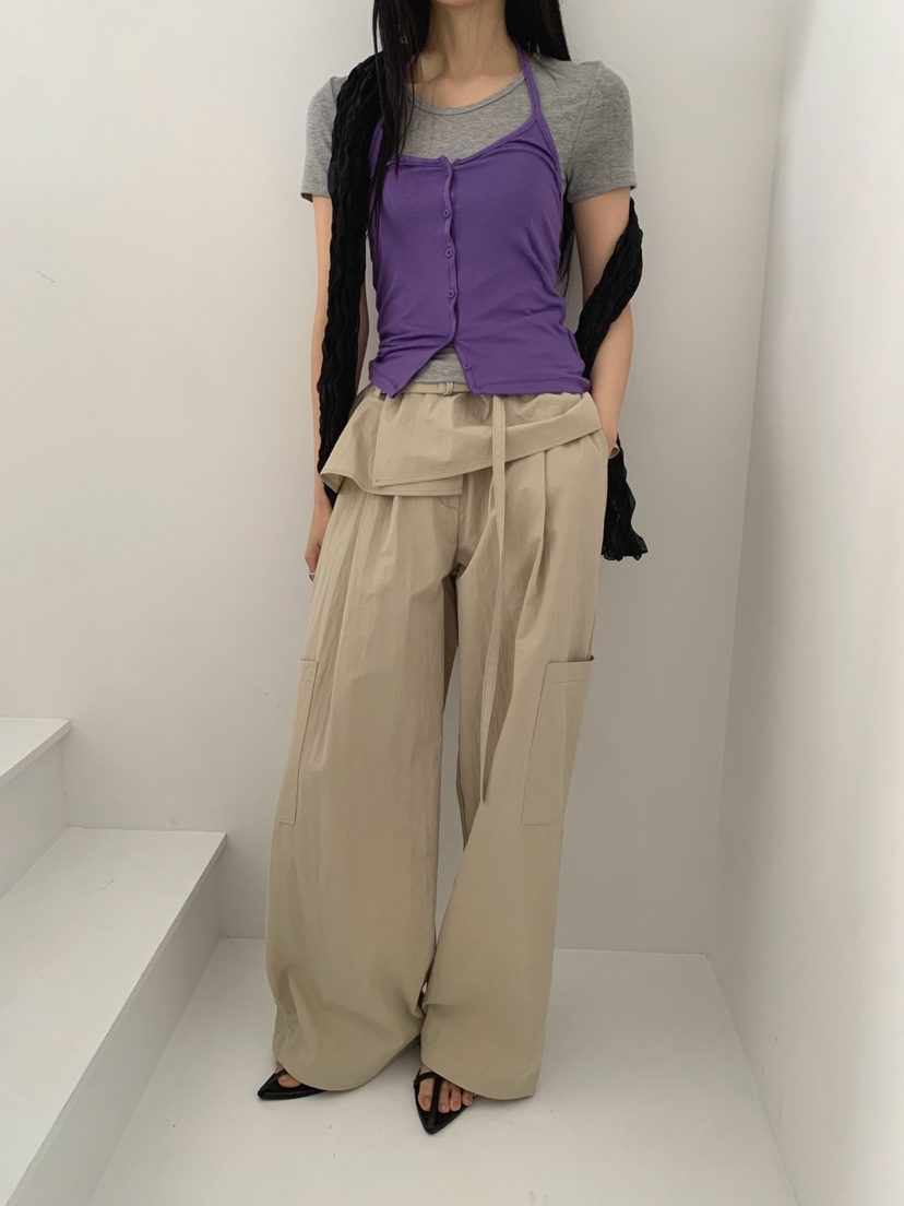 JKICHI韓國東大門直郵女裝新款人氣26春夏職業休閑褲含腰帶JKICHI休閑褲