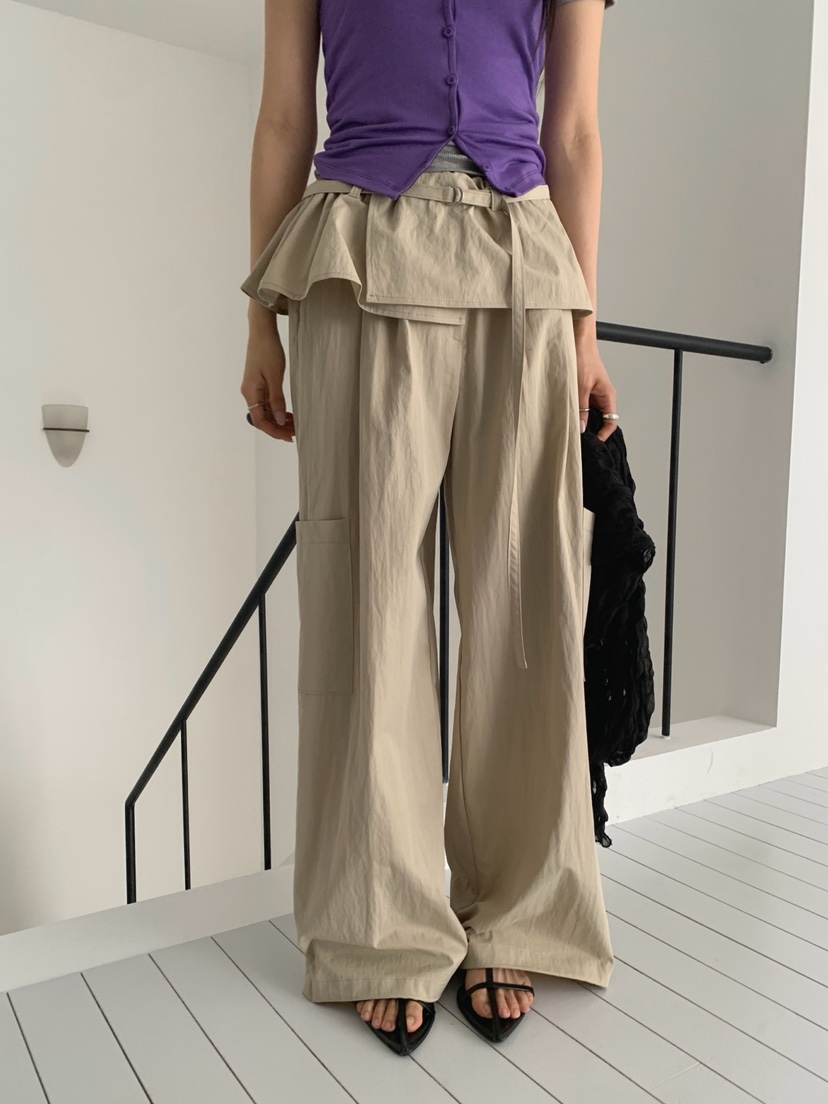 JKICHI韓國東大門直郵女裝新款人氣26春夏職業休閑褲含腰帶JKICHI休閑褲圖色1