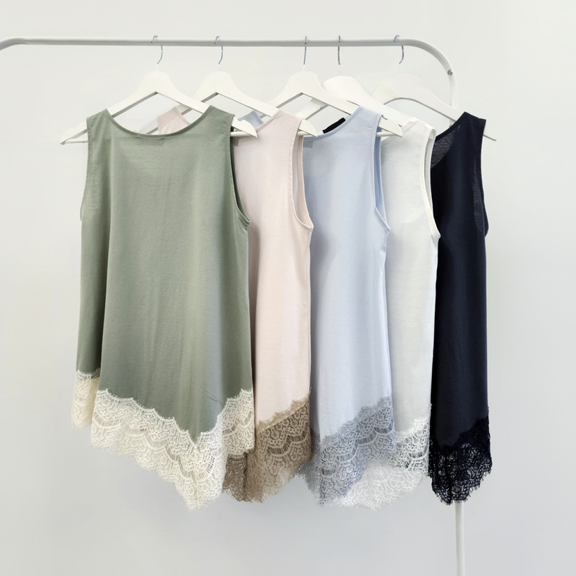 LA BLOOM韓國代購女士新品休閑時尚職業吊帶背心不對稱蕾絲La Bloom吊帶/背心