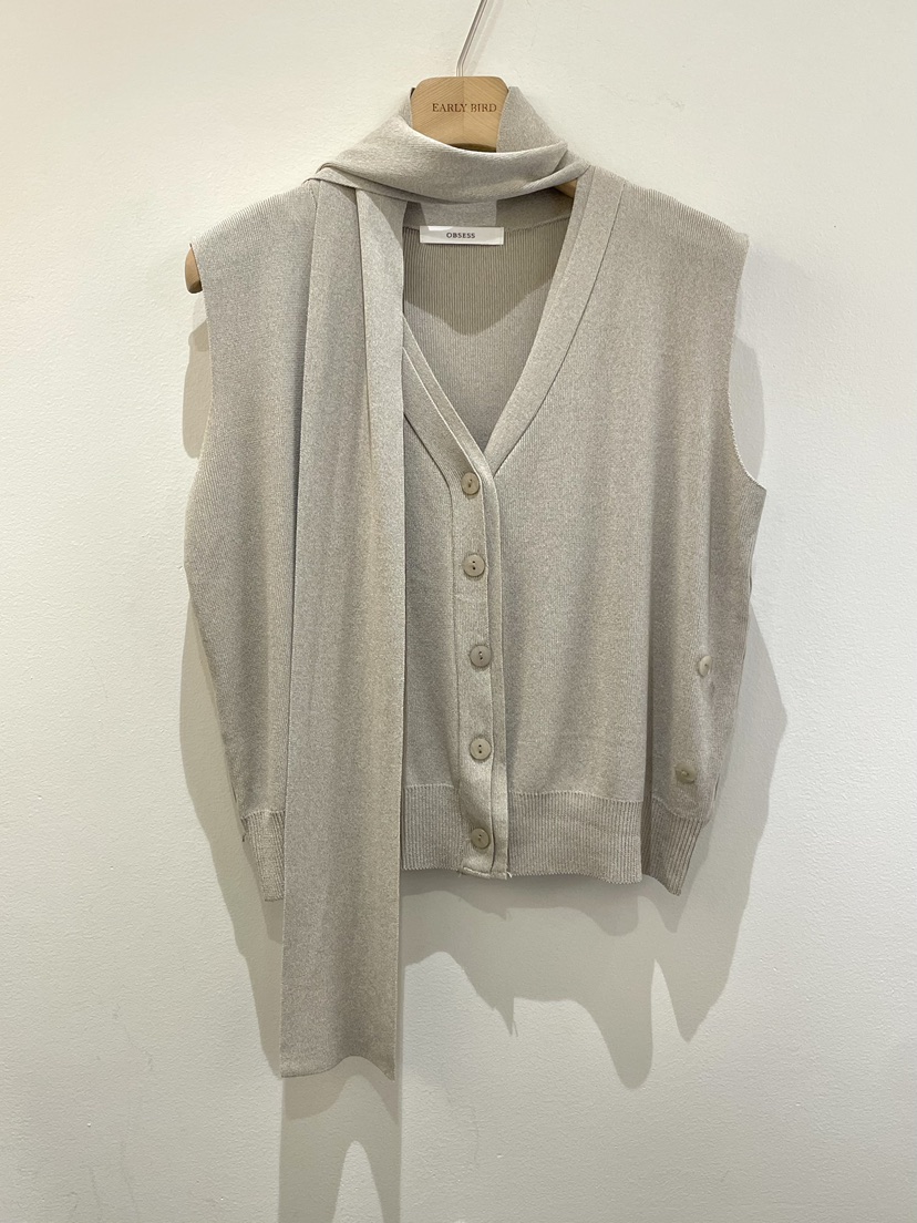 OBSESS韓國直郵女士新品26春夏熱賣時尚職業推薦馬甲含圍巾OBSESS/EARLY BIRD馬甲圖色2