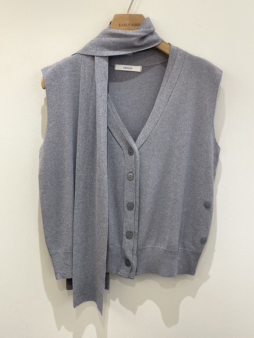 OBSESS韓國直郵女士新品26春夏熱賣時尚職業推薦馬甲含圍巾OBSESS/EARLY BIRD馬甲圖色4
