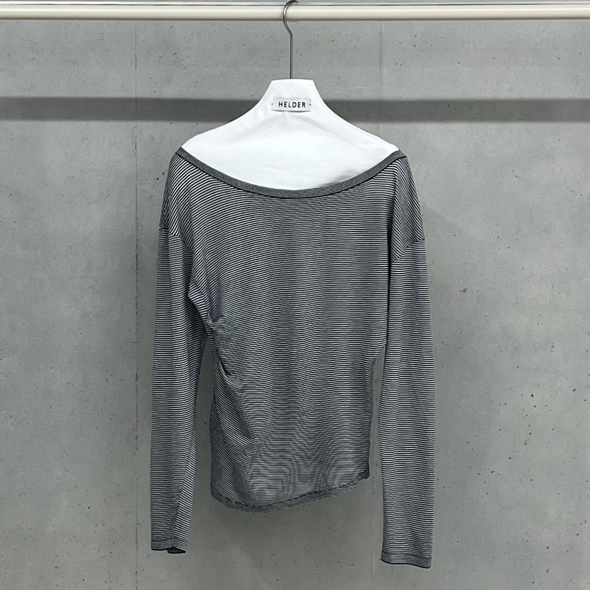 HELDER-P韓國直郵實拍女士新品休閑時尚長袖T恤露肩亞麻HELDER長袖T恤圖色2