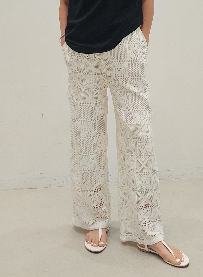 NEOUL韓國東大門直郵女士新品26春夏人氣職業休閑褲鉤針編織NEOUL/ahin雙領標簽休閑褲