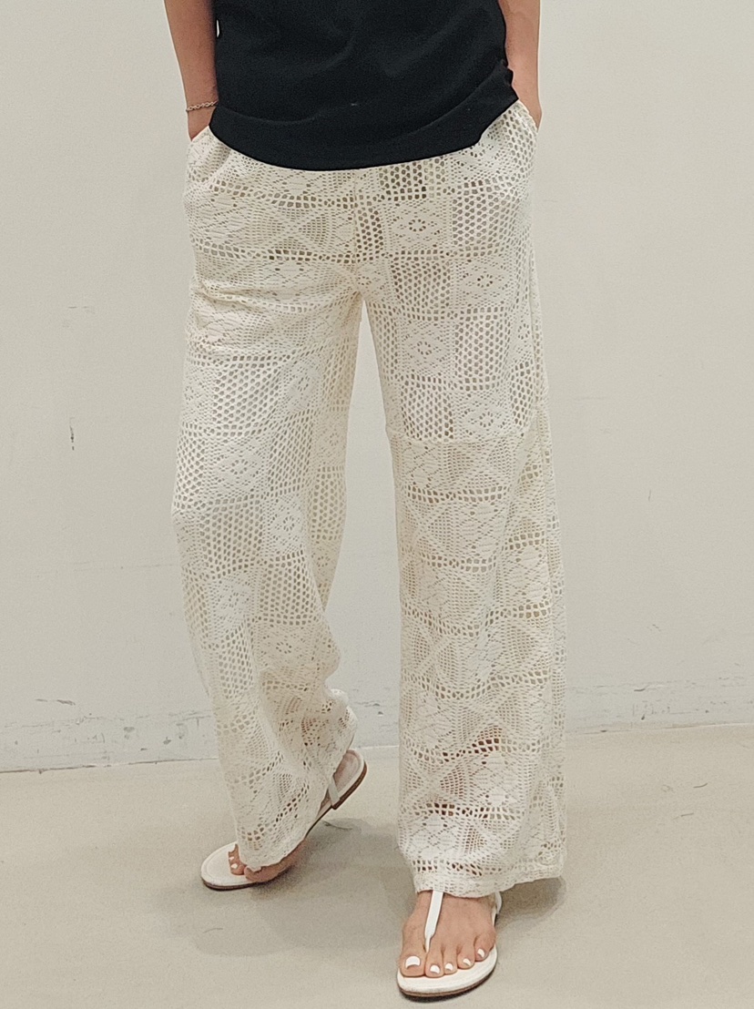 NEOUL韓國東大門直郵女士新品26春夏人氣職業休閑褲鉤針編織NEOUL/ahin雙領標簽休閑褲