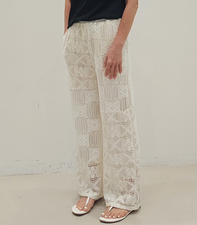 NEOUL韓國東大門直郵女士新品26春夏人氣職業休閑褲鉤針編織NEOUL/ahin雙領標簽休閑褲