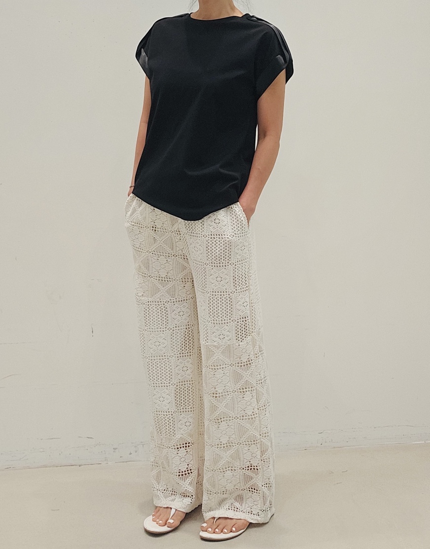 NEOUL韓國東大門直郵女士新品26春夏人氣職業休閑褲鉤針編織NEOUL/ahin雙領標簽休閑褲