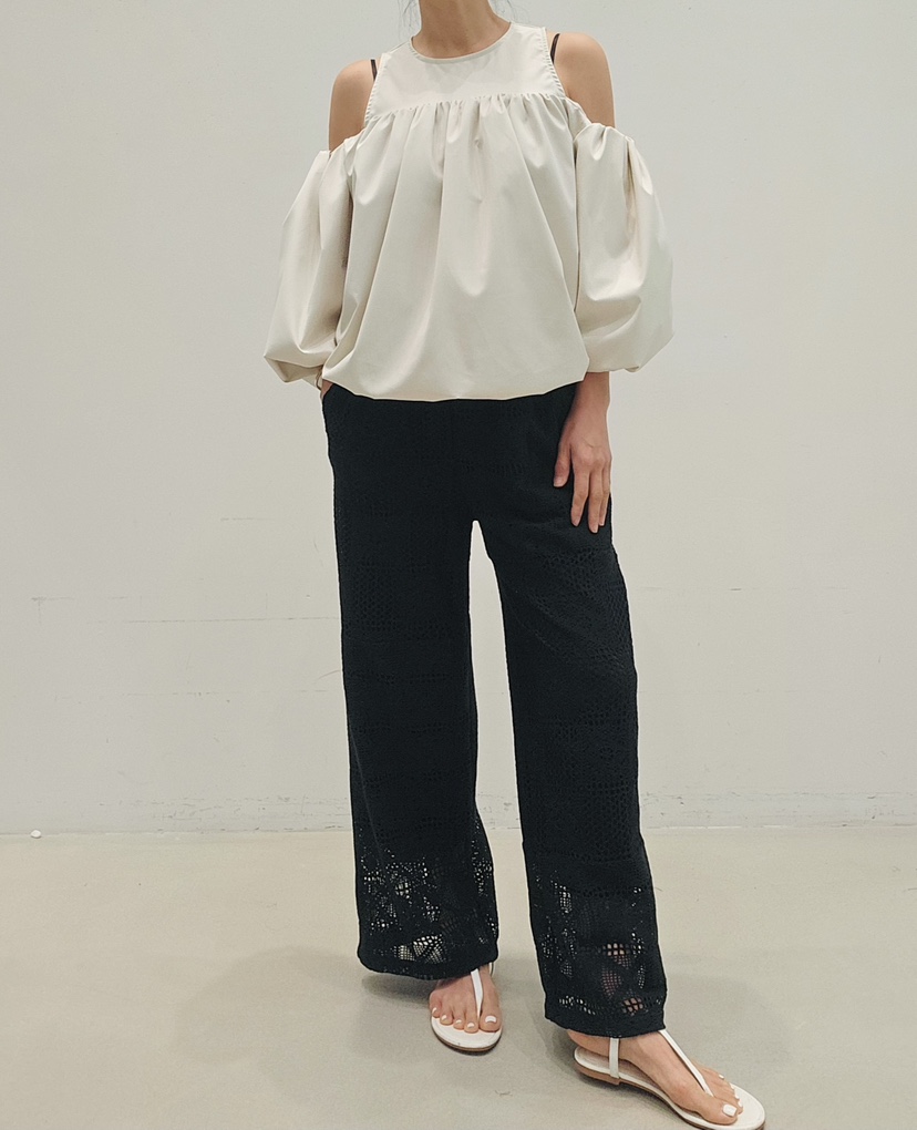 NEOUL韓國東大門直郵女士新品26春夏人氣職業休閑褲鉤針編織NEOUL/ahin雙領標簽休閑褲