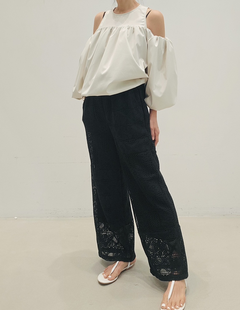 NEOUL韓國東大門直郵女士新品26春夏人氣職業休閑褲鉤針編織NEOUL/ahin雙領標簽休閑褲