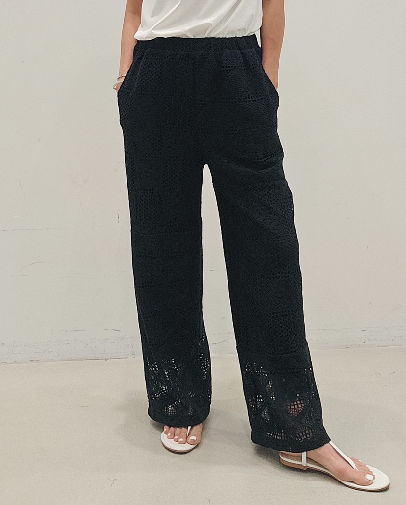 NEOUL韓國東大門直郵女士新品26春夏人氣職業休閑褲鉤針編織NEOUL/ahin雙領標簽休閑褲