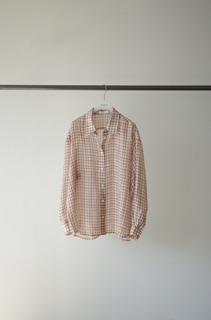 AMY GRACE-A韓國代購女裝新品人氣襯衫蕾絲衫不含內搭格子AMY GRACE-A襯衫/蕾絲衫