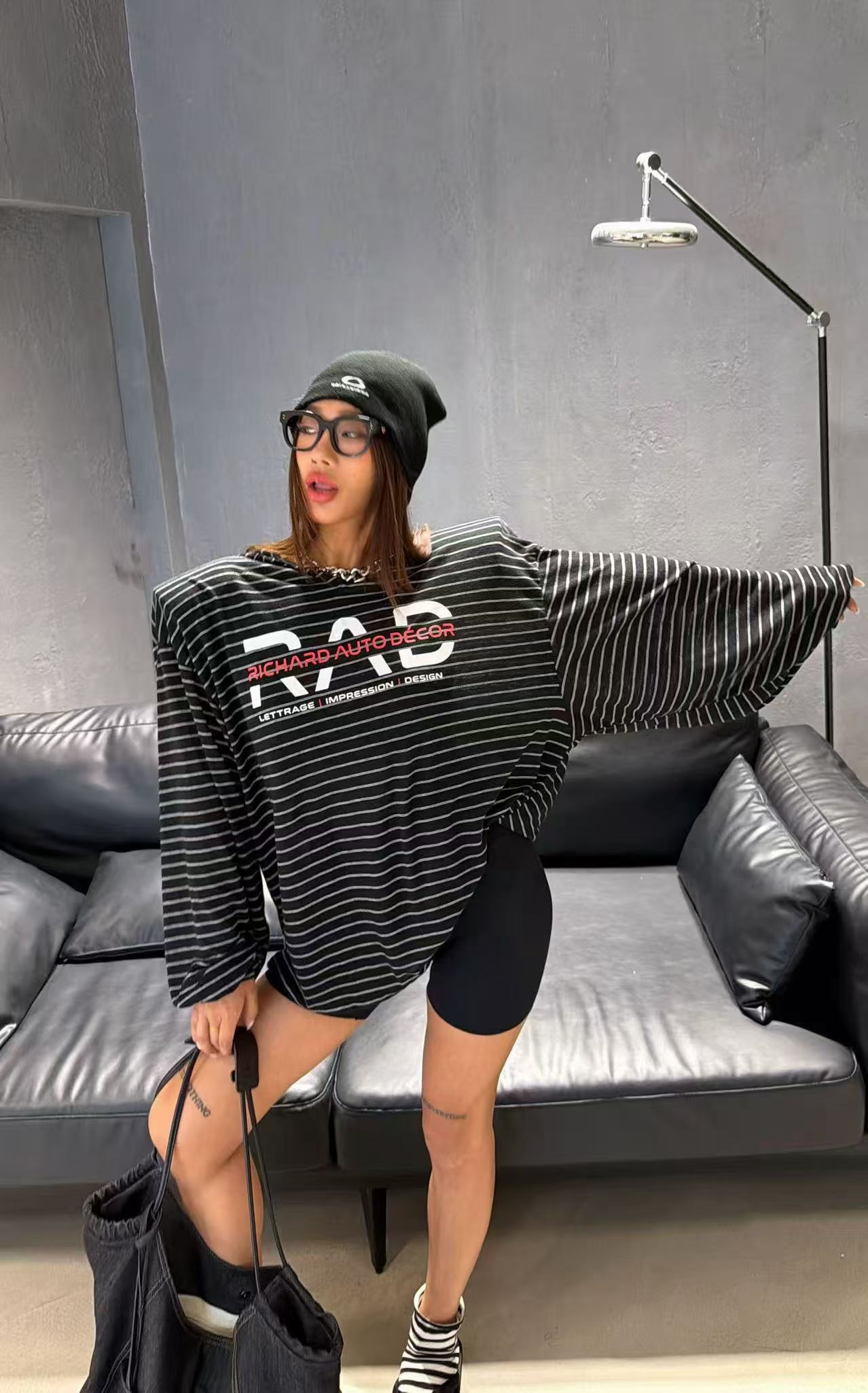 BLACK BABI韓國直郵女裝新品職業熱賣人氣長袖T恤連帽衫BLACK BABI長袖T恤圖色3