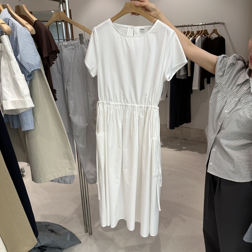 ANDMORE BUTTON韓國代購女士新品休閑人氣時尚連衣裙褶皺ANDMORE BUTTON連衣裙圖色1