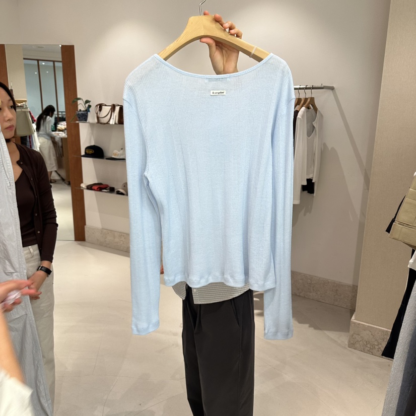 ANDMORE BUTTON韓國代購女裝新款推薦休閑26春夏長袖T恤ANDMORE BUTTON長袖T恤