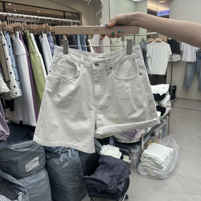 I MFACT韓國直郵實拍女裝新款推薦時尚職業休閑短褲褶皺棉I MFACT短褲圖色1