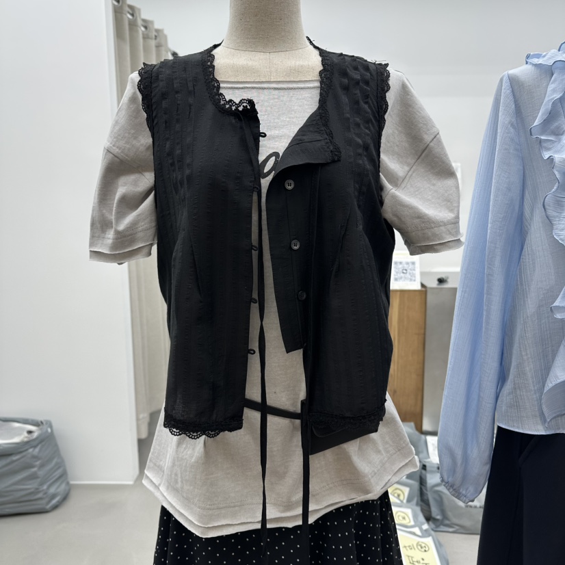 ENHANCE韓國東大門直郵女士新款熱賣吊帶背心不含內搭褶裥ENHANCE/HOPESMORE吊帶/背心圖色2