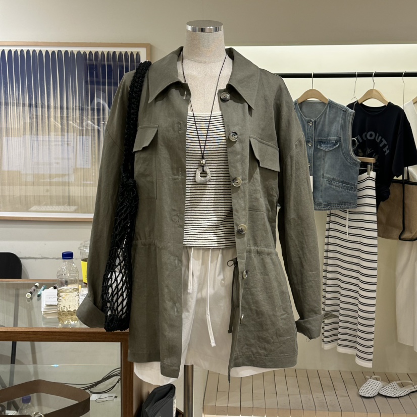 WINSOME韓國直郵女裝新款職業熱賣休閑26春夏夾克口袋亞麻WINSOME夾克圖色2