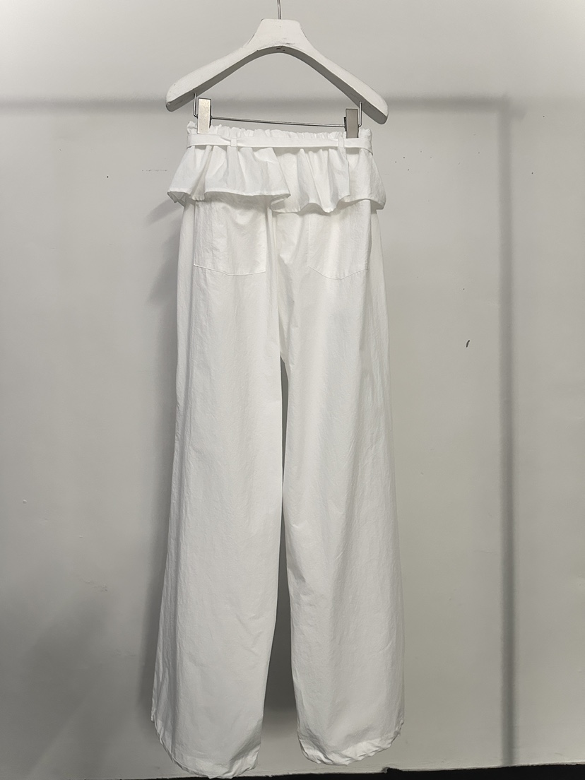 VISUAL SPACE/PAGE92/FLEISCHER韓國直郵實拍女裝新品推薦休閑褲荷葉邊腰帶VISUAL SPACE/PAGE92/FLEISCHER休閑褲