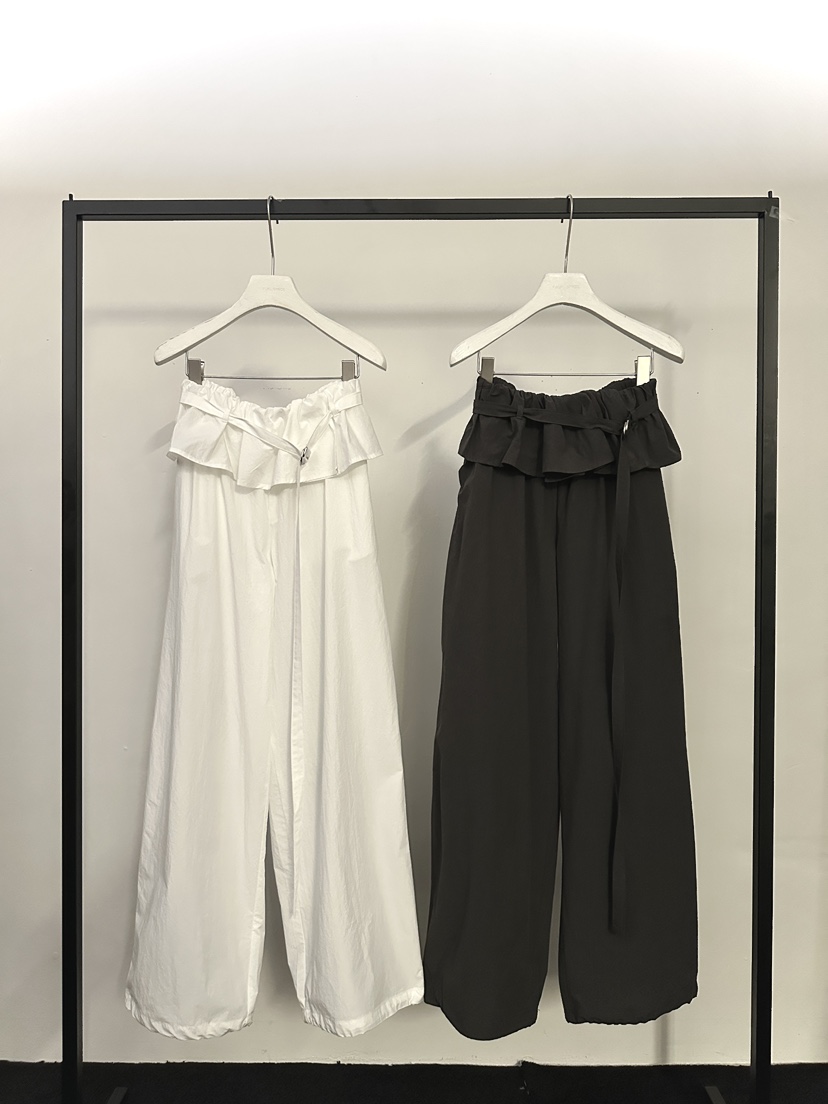 VISUAL SPACE/PAGE92/FLEISCHER韓國直郵實拍女裝新品推薦休閑褲荷葉邊腰帶VISUAL SPACE/PAGE92/FLEISCHER休閑褲