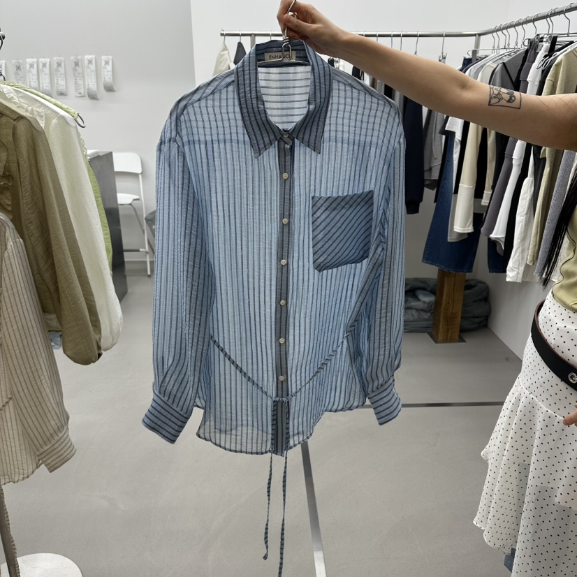 ENHANCE韓國代購女士新品休閑職業熱賣26春夏襯衫蕾絲衫透明ENHANCE/HOPESMORE襯衫/蕾絲衫圖色1