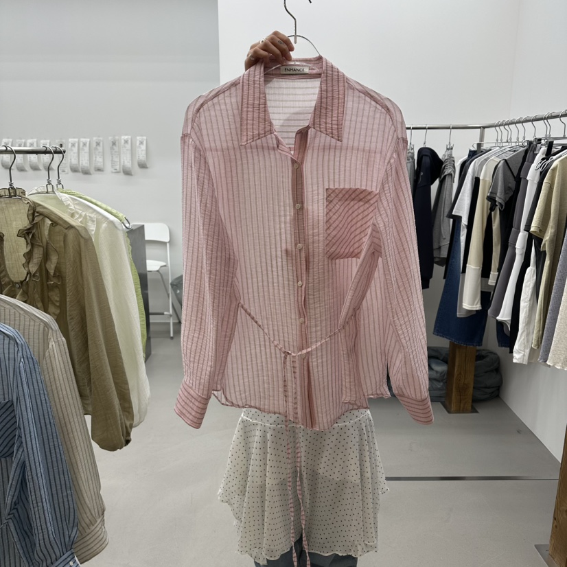 ENHANCE韓國代購女士新品休閑職業熱賣26春夏襯衫蕾絲衫透明ENHANCE/HOPESMORE襯衫/蕾絲衫圖色2