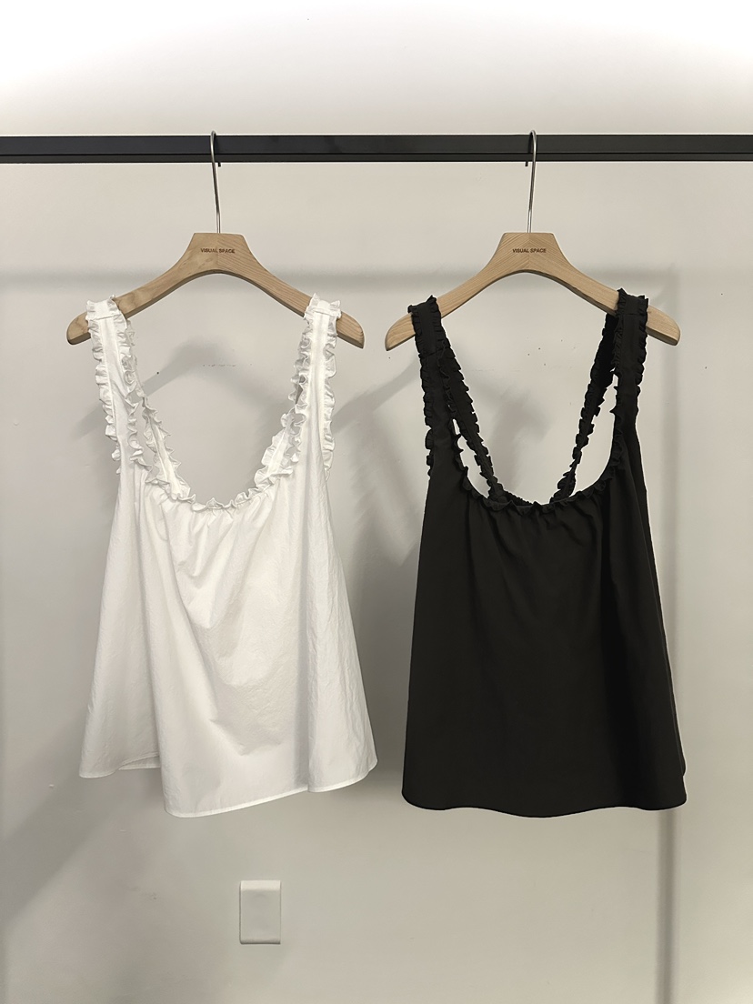 VISUAL SPACE/PAGE92/FLEISCHER韓國直郵實拍女士新品人氣吊帶背心荷葉邊VISUAL SPACE/PAGE92/FLEISCHER吊帶/背心