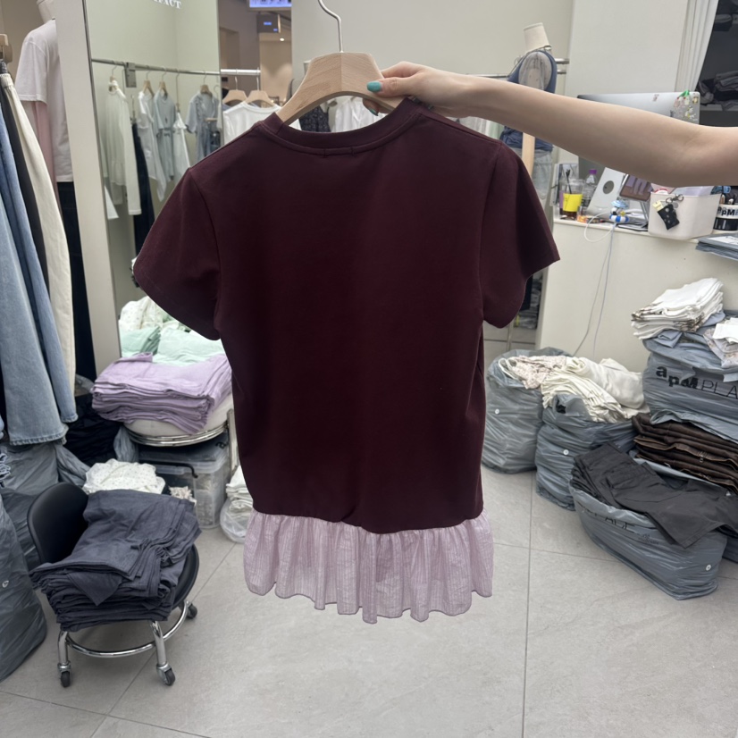 I MFACT韓國東大門直郵女裝新款職業人氣休閑26春夏T恤褶皺I MFACTT恤