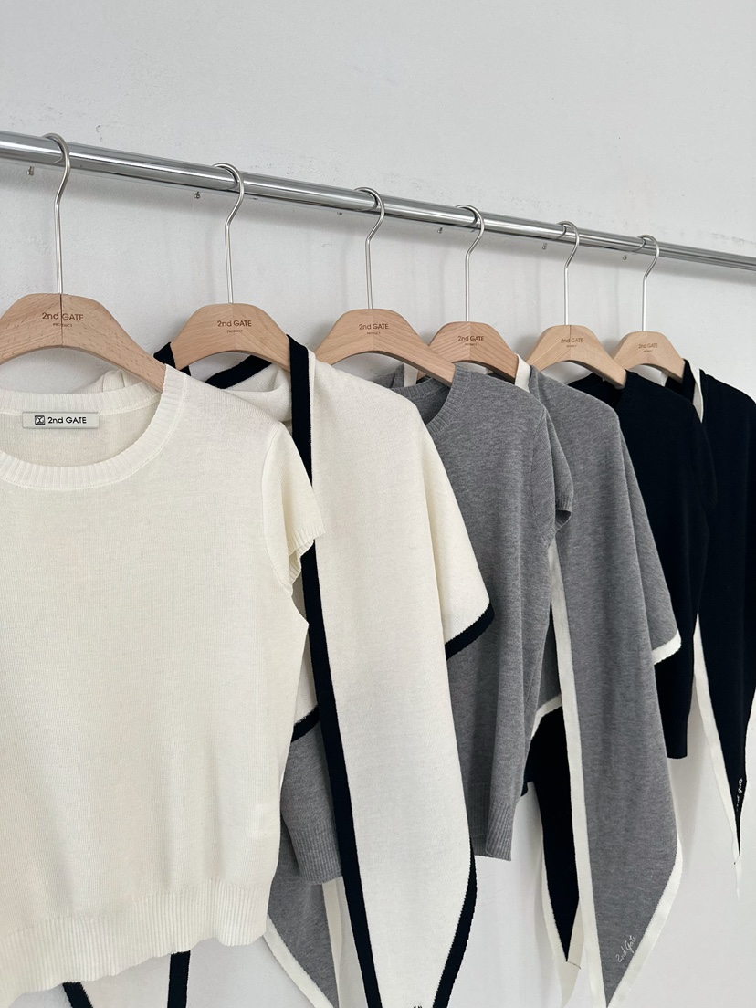 2ND GATE韓國代購女士新款26春夏時尚熱賣人氣針織衫含圍巾2ND GATE針織衫