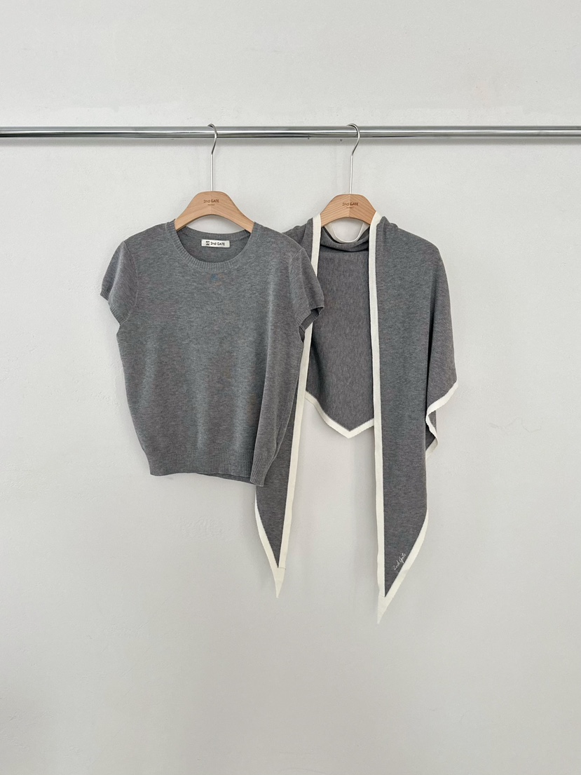 2ND GATE韓國代購女士新款26春夏時尚熱賣人氣針織衫含圍巾2ND GATE針織衫圖色2