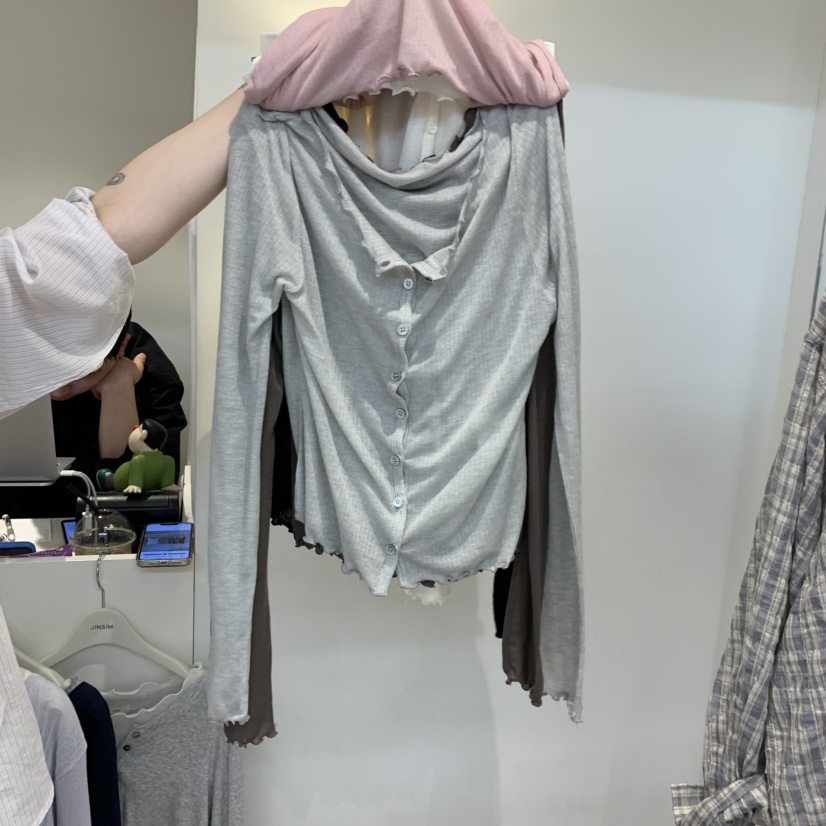 JINSIM韓國直郵女裝新款休閑時尚熱賣職業人氣長袖T恤開衫JINSIM長袖T恤圖色4