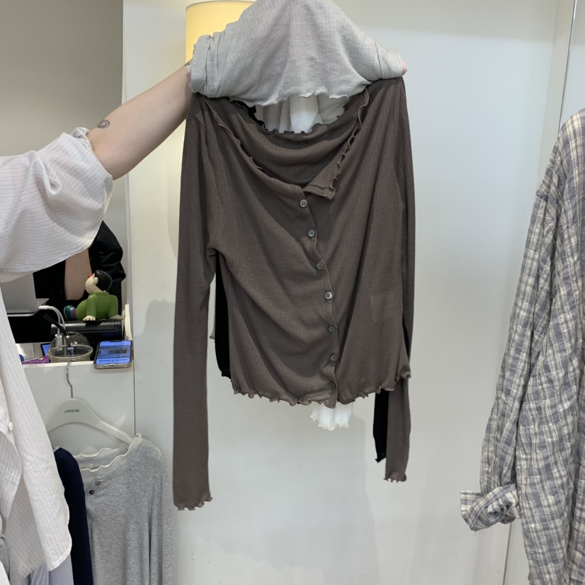 JINSIM韓國直郵女裝新款休閑時尚熱賣職業人氣長袖T恤開衫JINSIM長袖T恤圖色5