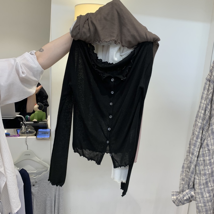 JINSIM韓國直郵女裝新款休閑時尚熱賣職業人氣長袖T恤開衫JINSIM長袖T恤圖色6
